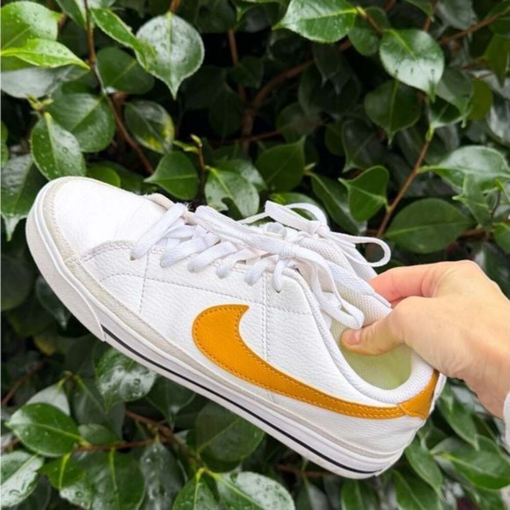 Nike White Sneakers with Orange Detail